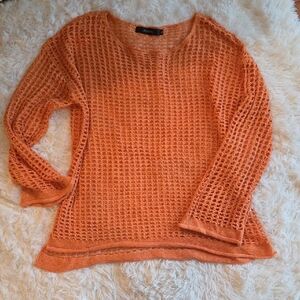 Zara Orange Open-Knit Sweater